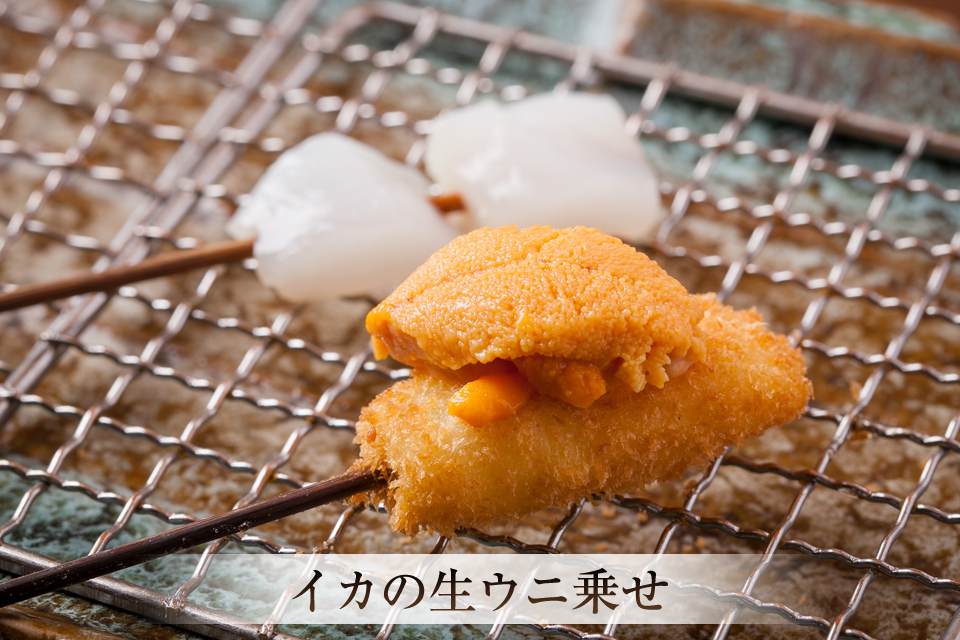 イカの生ウニ乗せ